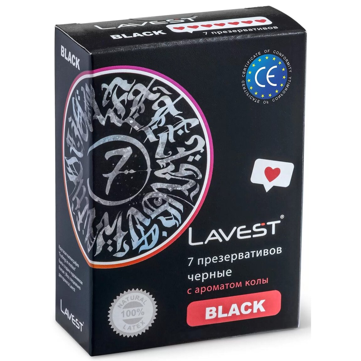 Презервативы Lavest Black с ароматом колы черные 7 шт.