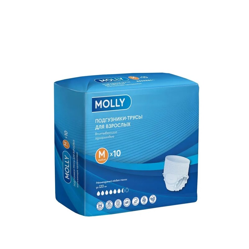 Подгузники-трусики для взрослых Molly р.M 10 шт.