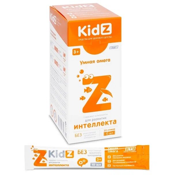 KidZ (КидЗ) сироп жидкий Умная Омега стик 14 шт.