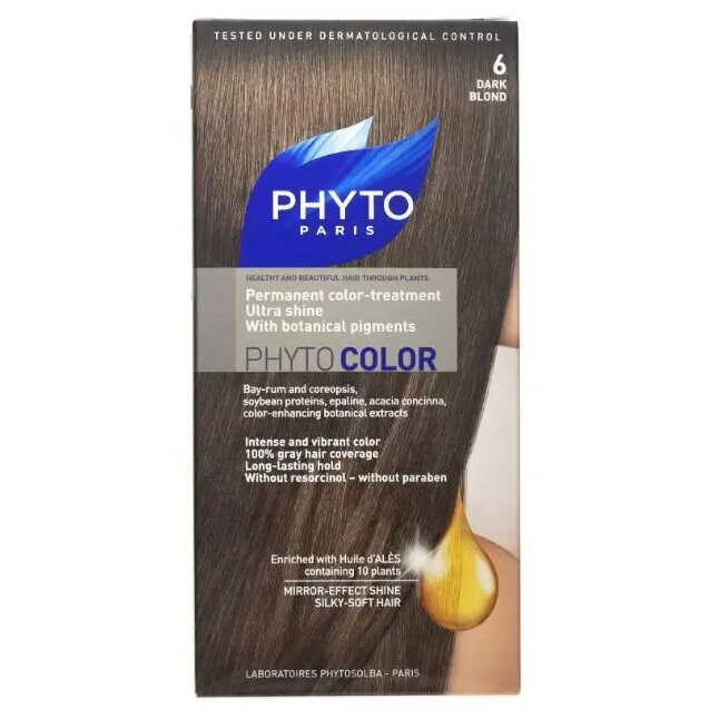 Краска для волос Phyto Color Фитосольба темный блонд оттенок 6, 1 шт.