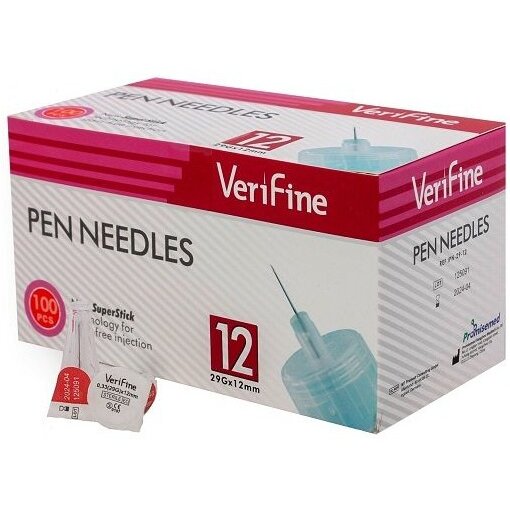 Игла для инсулиновых ручек Verifine 29G (0,33 х 12 мм) 100 шт.
