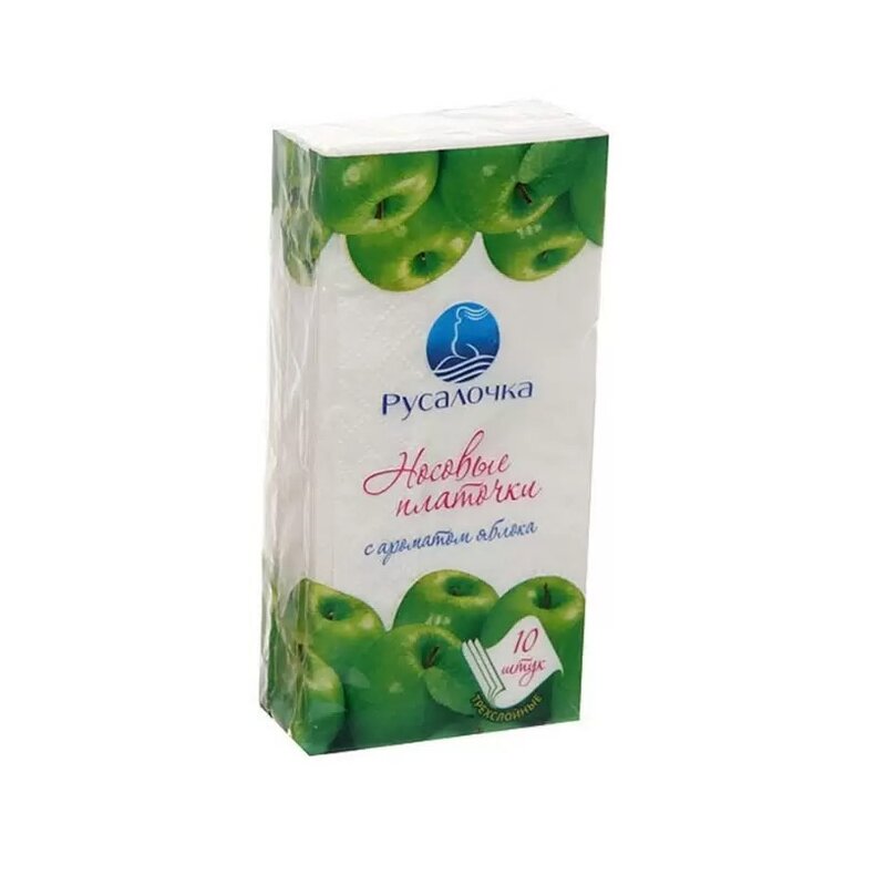 Платочки носовые 3-х слойные Русалочка с ароматом Яблока 10x6 шт.