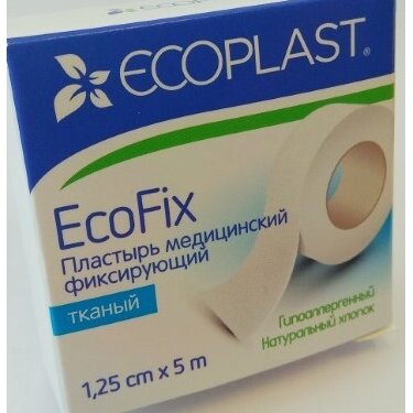 Пластырь Ecoplast медицинский фиксирующий тканевой ecofix 1.25x5