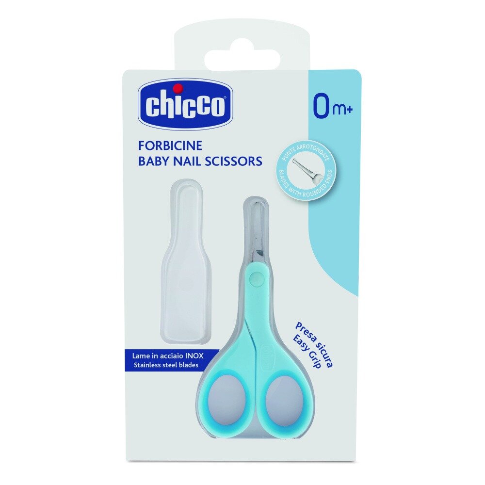 Ножницы маникюрные детские Chicco с закругл концами голубые