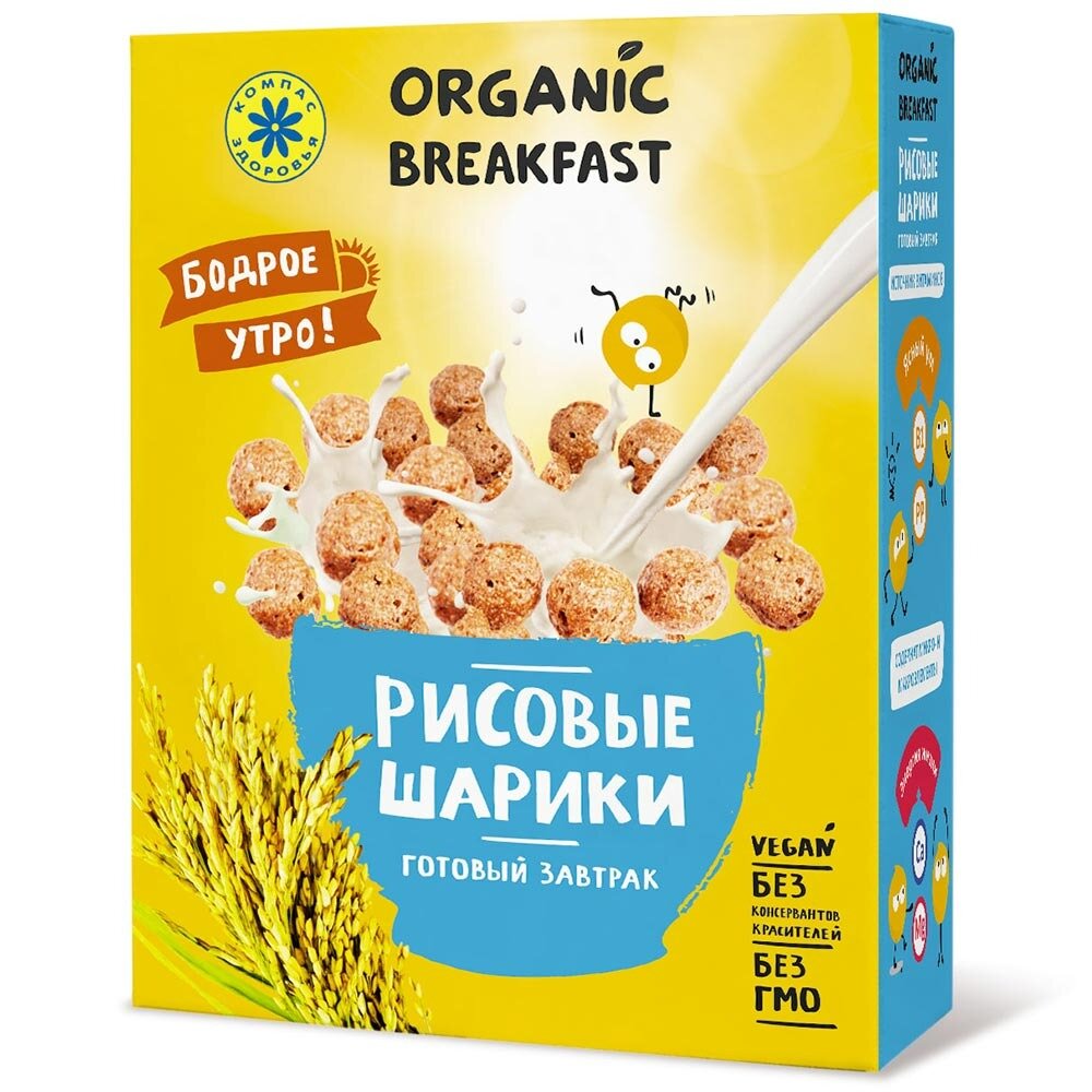 Завтраки сухие рисовые шарики Компас Здоровья 100 г