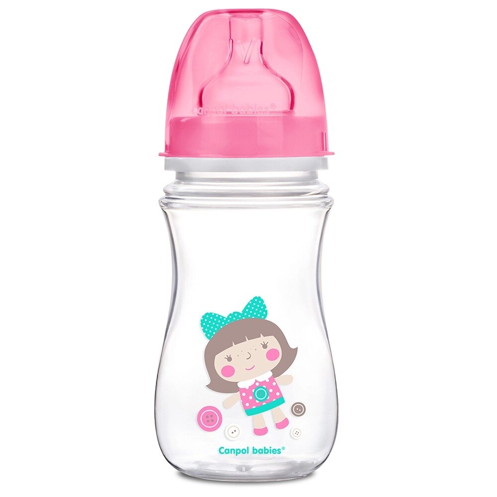 Бутылочка Canpol babies easy start антиколиковая с силиконовой соской розовая 3+ 240 мл