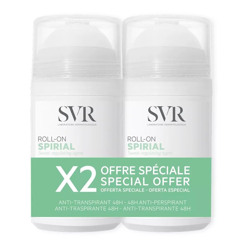 Дезодорант-антиперспирант ролик SVR Spirial Roll-On интенсивный 50 мл 2 шт.