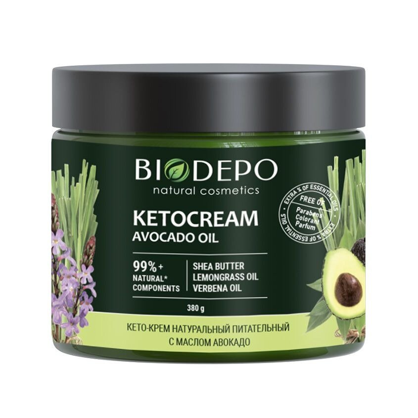 Кето-крем Biodepo натуральный питатательный с маслом авокадо 380 мл