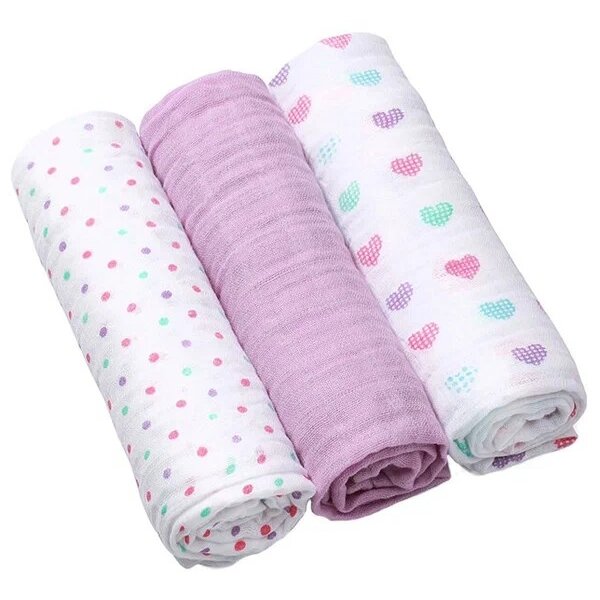 Пеленки муслиновые BabyOno 70х70 см лиловый/сиреневый/белый 3 шт.
