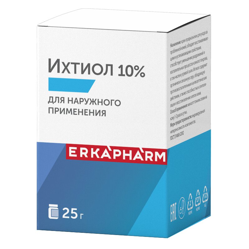 Ихтиол Эркафарм крем для наружного применения 10 % флакон 25 г 1 шт.
