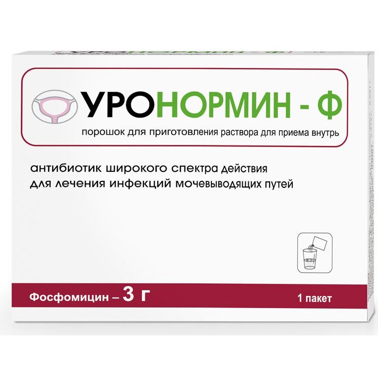 Уронормин-Ф 3 г пакет 1 шт. порошок для приготовления раствора для приема внутрь
