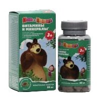 Витамины и минералы Маша и Медведь таблетки жевательные детские 80 шт.