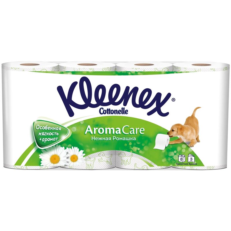 Туалетная бумага KLEENEX Aroma Care нежная ромашка 3-х слойная x8