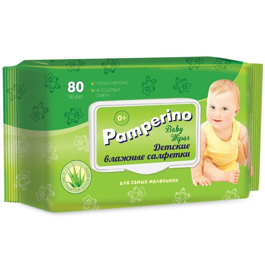 Влажные салфетки детские Pamperino с алоэ вера 80 шт.