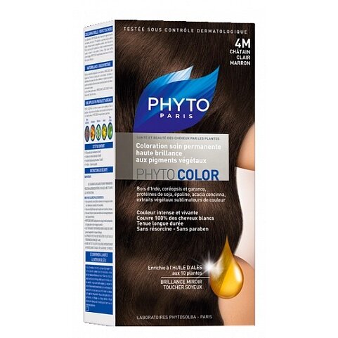 Краска для волос Phyto Color Фитосольба Светлый каштан оттенок 4М, 1 шт.