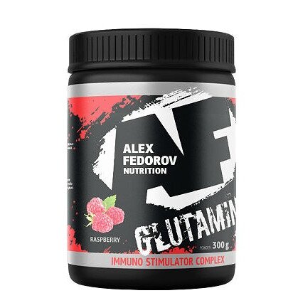 Alex Fedorov Nutrition Глутамин Аминокислота порошок со вкусом малины банка 300 г 1 шт.