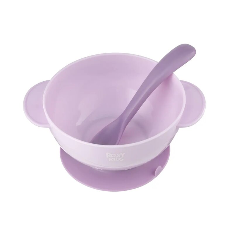 Набор для кормления Рокси Кидс (Roxy-Kids) RFD-003-V: тарелка на присоске, крышка, ложка