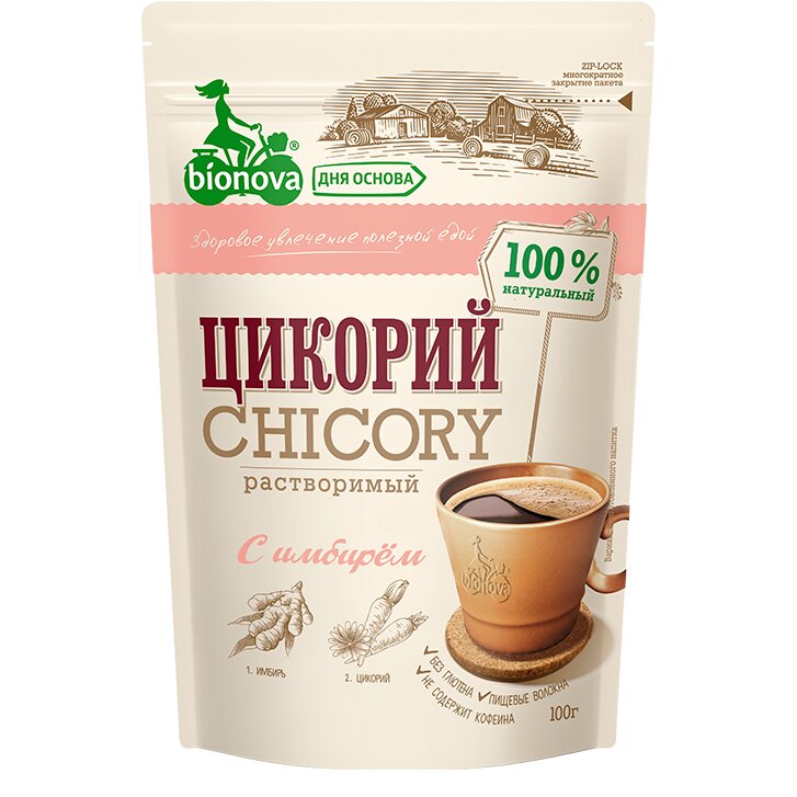 Напиток Bionova Цикорий горячий/растворимый с имбирем 100 г x1