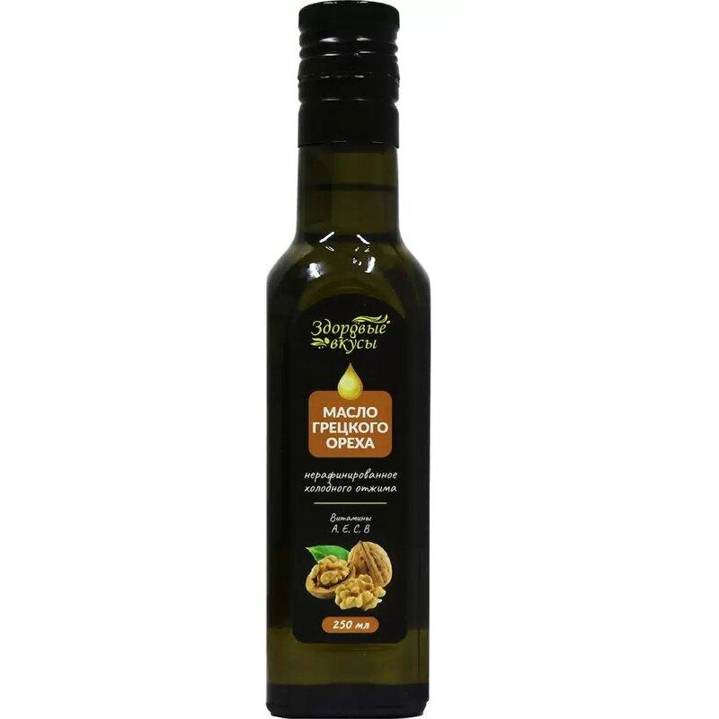 Здоровые вкусы масло нерафинированное холодного отжима грецкого ореха 250 мл