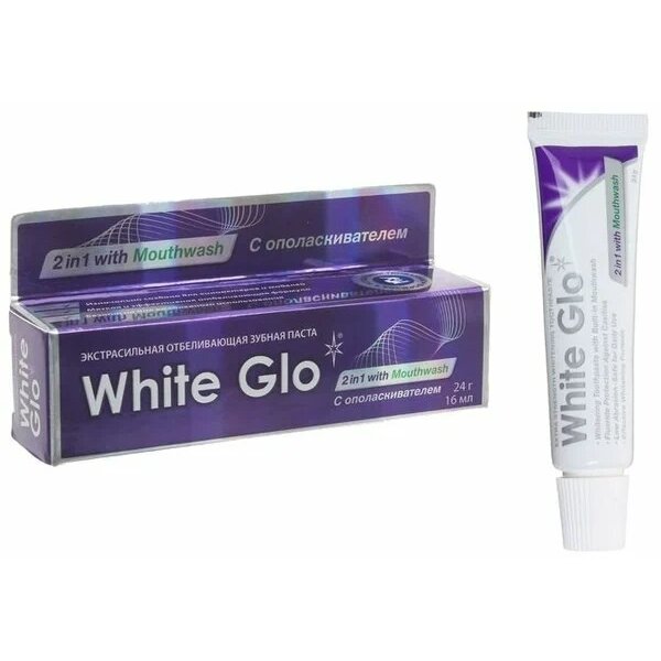 Зубная паста White Glo экстрасильная отбелив 2 в 1 с ополаскивателем 24 г 1 шт.