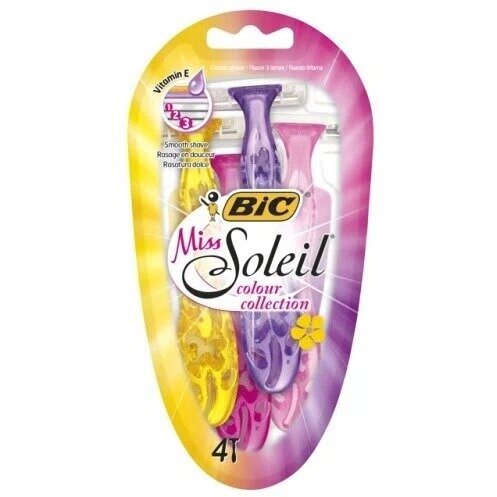 Станок для бритья с 3 лезвиями Bic miss soleil color collection блистеры 4 шт.