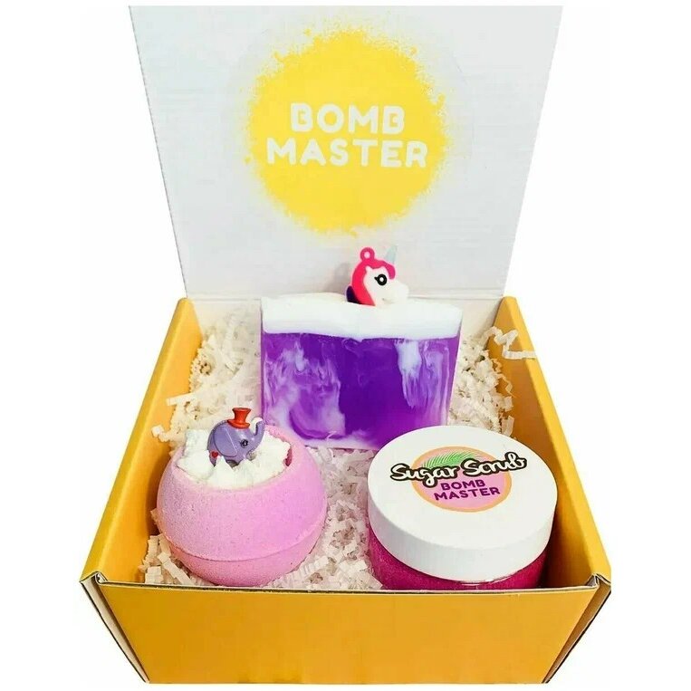 Подарочный набор Bomb Master единорожка ручная работа мыло/сахарный скраб/бомбочка для ванн x1