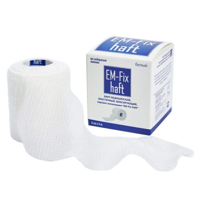 Бинт Em-fix haft медицинский эластичный самофиксирующийся soft белый 6 см х 4 м 20 шт.