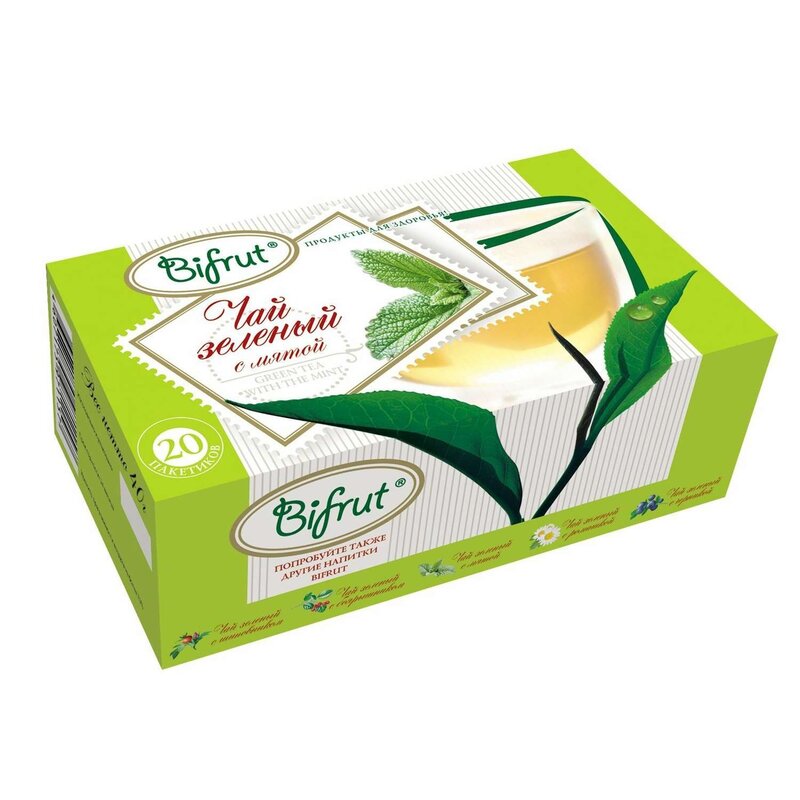 Чай Бифрут зеленый с мятой фильтр-пакеты 20 шт.