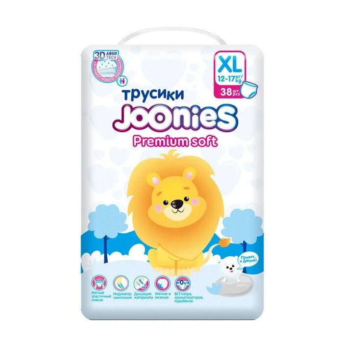 Подгузники-трусики Joonies Premium Soft р.XL 12-17 кг 38 шт.