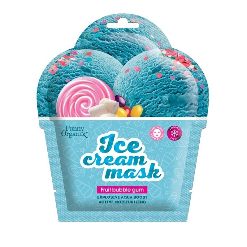 Маска-мороженое тканевая для лица Funny organix fruit bubbl гe gum охлаждающая ледяное увлажнение 22 г