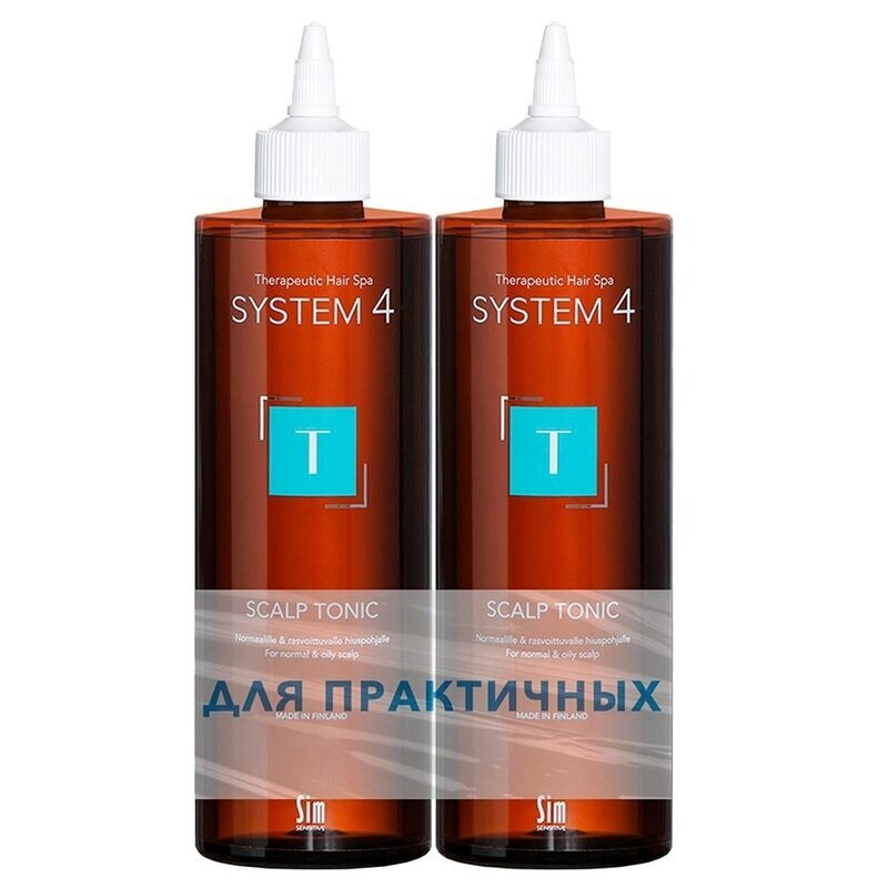 Набор System 4 для роста волос: Тоник Т для нормальной и жирной кожи головы несмываемый 500 мл 2 шт.