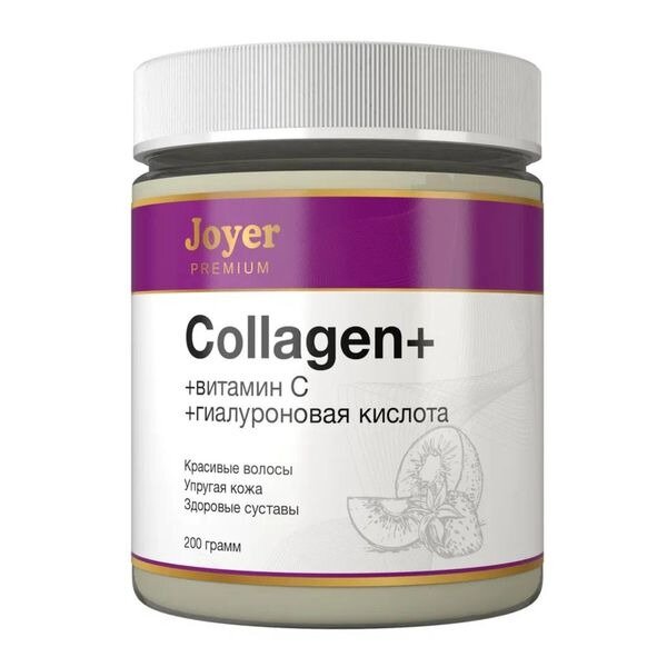 Коллаген говяжий+Витамин С+Гиалуроновая кислота со вкусом киви-клубника Joyer Premium порошок 200 г