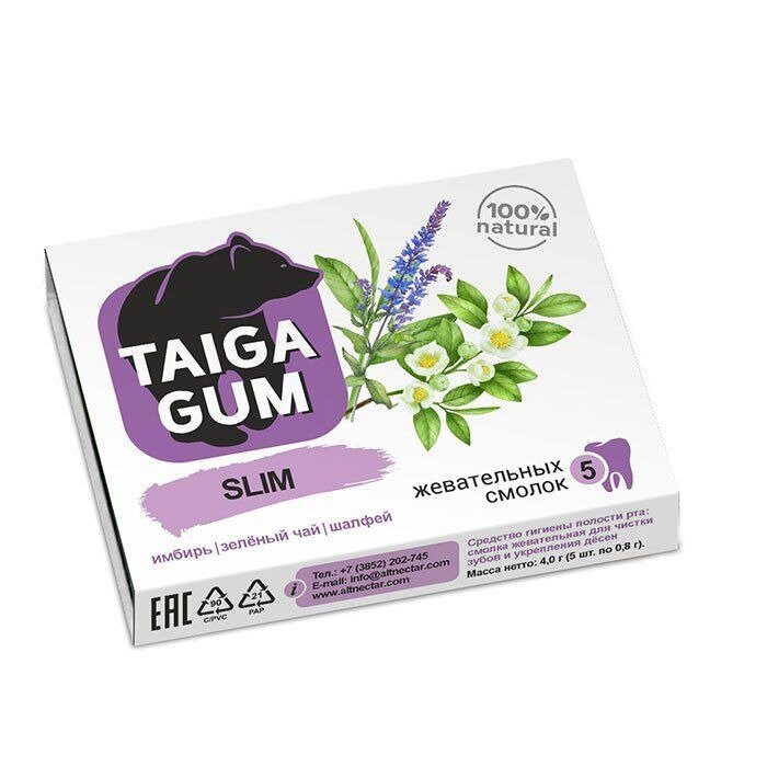 Смолка жевательная Taiga gum slim без сахара 0.8 г 5 шт.