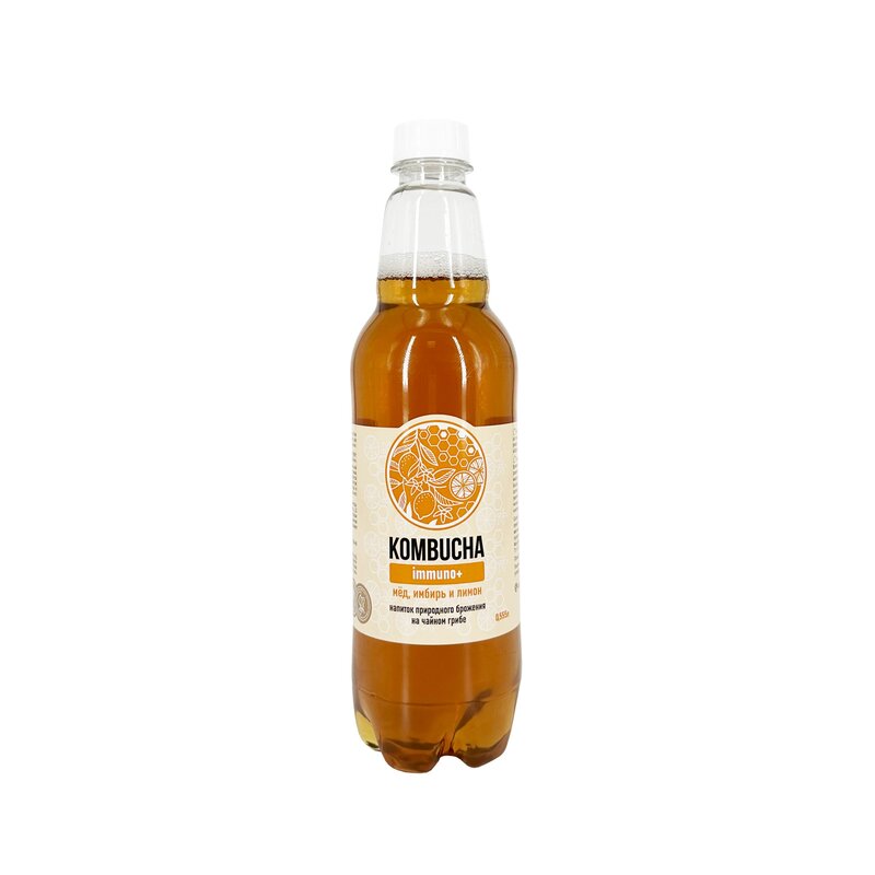 Absolute nature kombucha напиток на чайном грибе 555мл immuno+ мед/имбирь/лимон