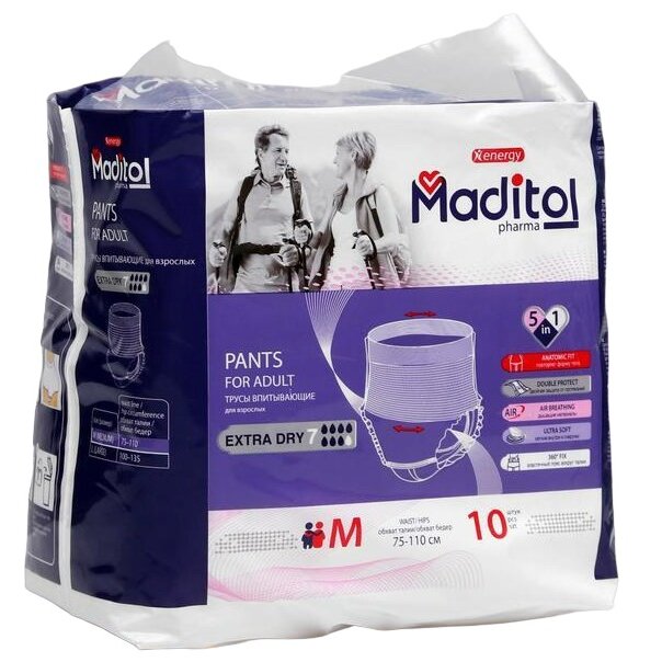 Maditol pharma подгузники-трусы для взрослых размер m 10 шт.