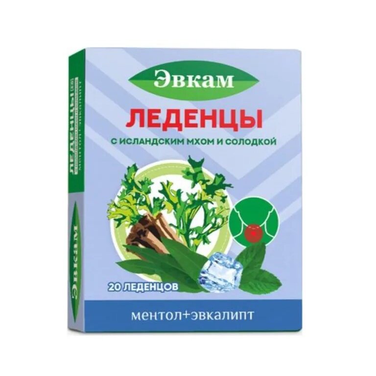 Леденцы травяные Эвкам ментол эвкалипт 20 шт.