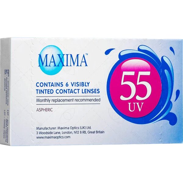 Линзы контактные Maxima/Максима 55 UV (8.6/-10,00) 6шт