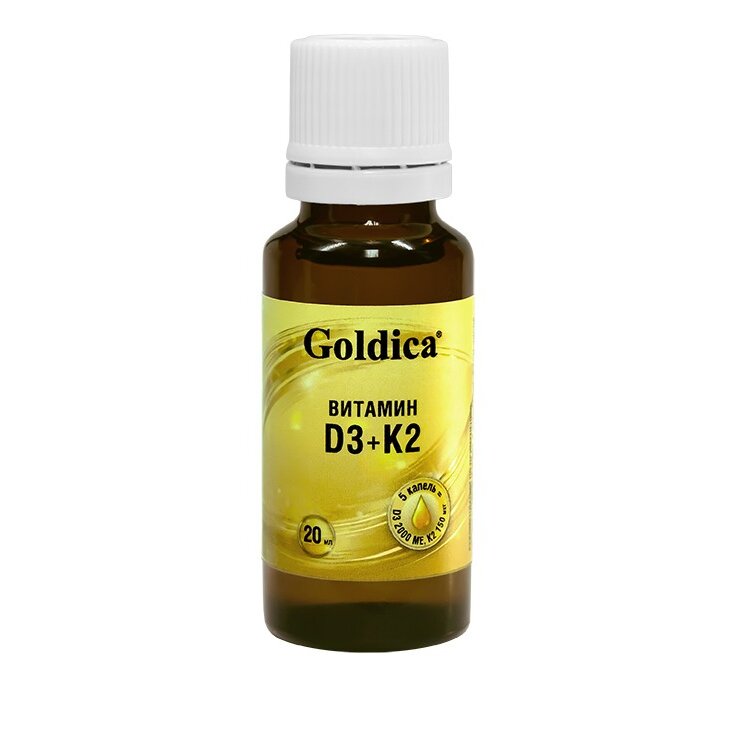 Витамин D3+К2 Goldica флакон с дозатором 20 мл