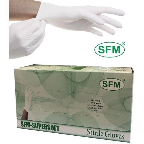 Перчатки Sfm н/стер. нитриловые неопудренные текстурированные белые размер m 200 шт.