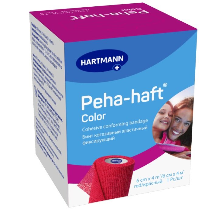 Бинт фиксирующий когезивный Hartmann peha-haft эластичный красный 4 м x 6 см
