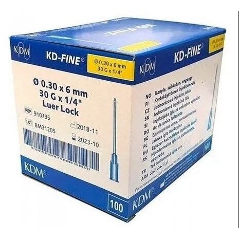 Игла инъекционная KD-Fine 30G 0,3х8 мм 100 шт.