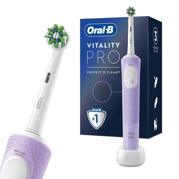 Зубная щетка электрическая Oral-b vitality pro d103.413.3 тип 3708 зарядным устройством тип 3757 сиреневая + насадка сменная sensitive clean eb60
