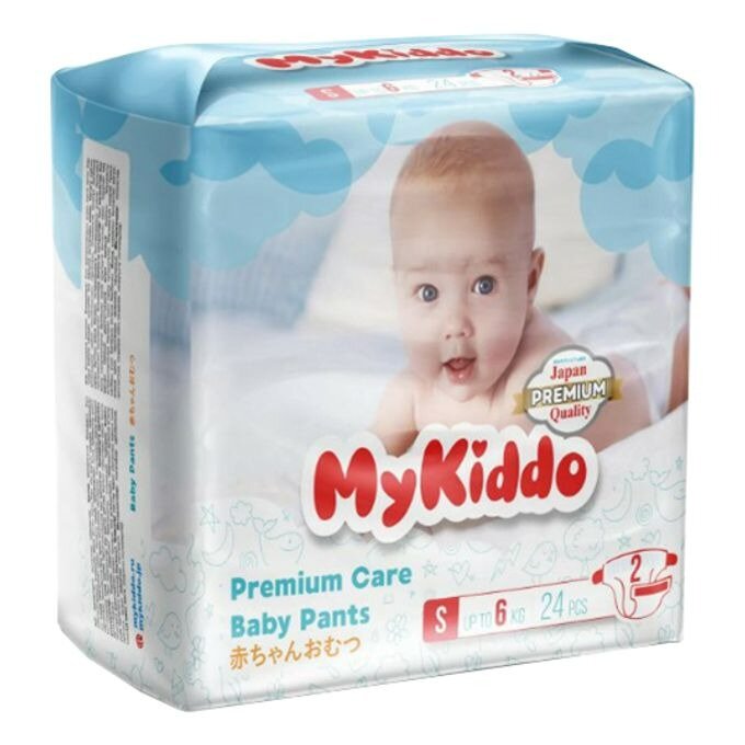 Подгузники на липучках для детей Premium MyKiddo до 6 кг 24 шт р.S
