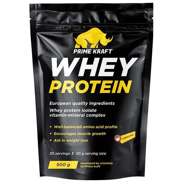 Протеин сывороточный Prime Kraft Whey Protein с витаминами и минералами капучино 900 г