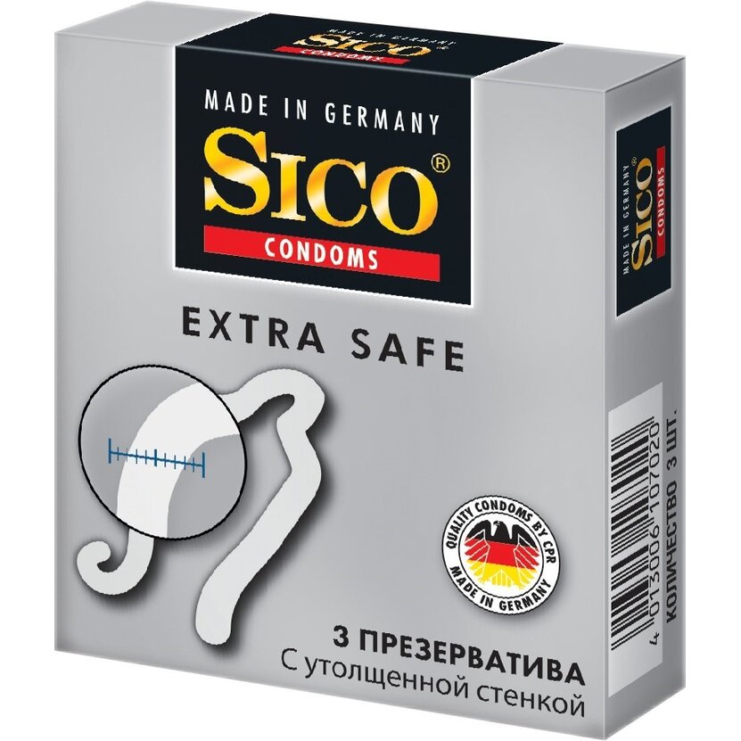Презервативы Sico Extra Safe с утолщенной стенкой 3 шт.