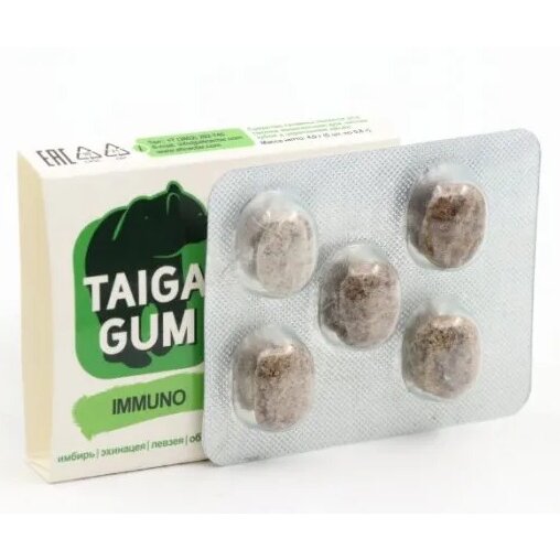 Смолка жевательная Taiga Gum Immuno без сахара 5 шт.