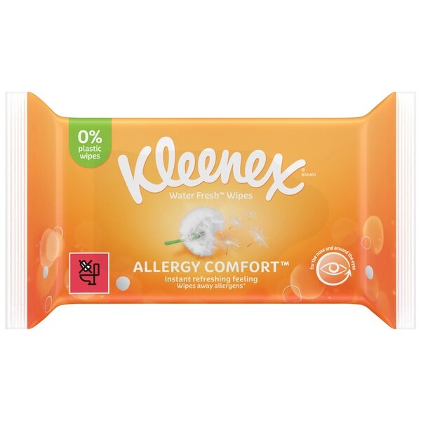 Kleenex water fresh allergy comfort салфетки влажные для лица и рук 40 шт.