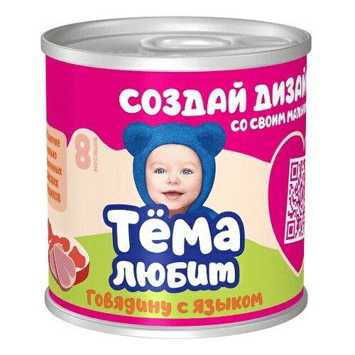 Пюре мясное Тема говядина с языком 8мес.+ 100 г