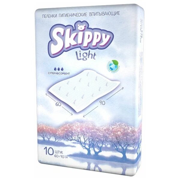 Пеленки Skippy Light одноразовые впитывающие гигиенические 60х90 см 10 шт.
