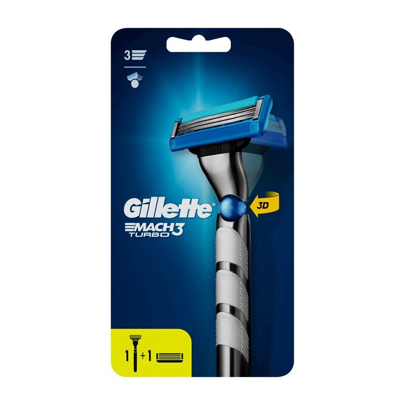 Бритва мужская Gillette Mach-3 Turbo с 2 сменными кассетами